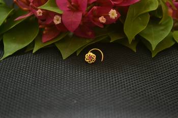 Designer Gold Plated cubic zirconia nose ring or nose pin 3
