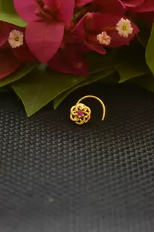 Designer Gold Plated cubic zirconia nose ring or nose pin