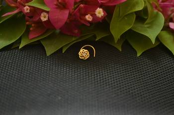Designer Gold Plated cubic zirconia nose ring or nose pin 1