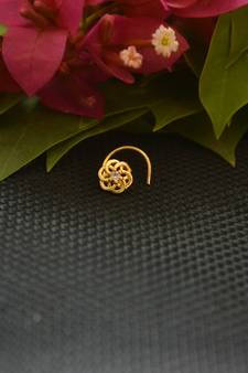 Designer Gold Plated cubic zirconia nose ring or nose pin