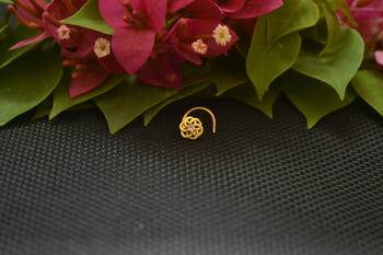 Designer Gold Plated cubic zirconia nose ring or nose pin 2