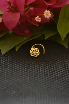 Designer Gold Plated cubic zirconia nose ring or nose pin