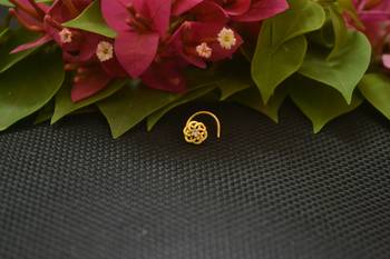 Designer Gold Plated cubic zirconia nose ring or nose pin 3