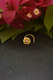 Designer Gold Plated cubic zirconia nose ring or nose pin
