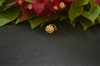 Designer Gold Plated cubic zirconia nose ring or nose pin 1