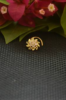 Designer Gold Plated cubic zirconia nose ring or nose pin