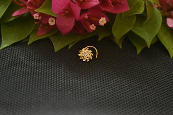 Designer Gold Plated cubic zirconia nose ring or nose pin 2