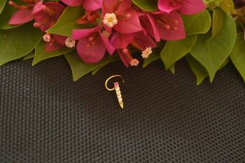 Designer Gold Plated cubic zirconia nose ring or nose pin 1