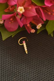 Designer Gold Plated cubic zirconia nose ring or nose pin