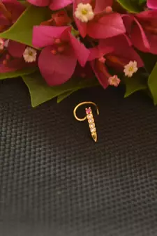 Designer Gold Plated cubic zirconia nose ring or nose pin