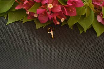 Designer Gold Plated cubic zirconia nose ring or nose pin 3