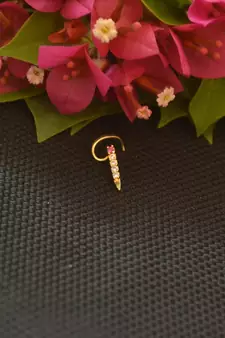 Designer Gold Plated cubic zirconia nose ring or nose pin