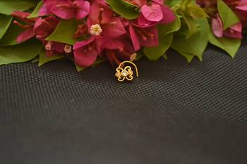 Designer Gold Plated cubic zirconia nose ring or nose pin 1