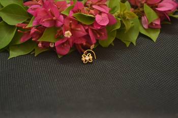 Designer Gold Plated cubic zirconia nose ring or nose pin 2