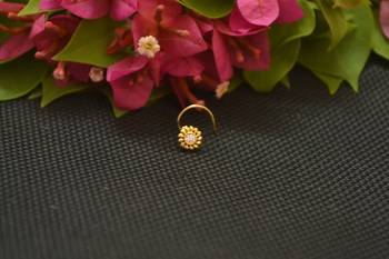 Designer Gold Plated cubic zirconia nose ring or nose pin 1