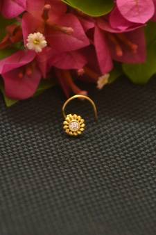 Designer Gold Plated cubic zirconia nose ring or nose pin