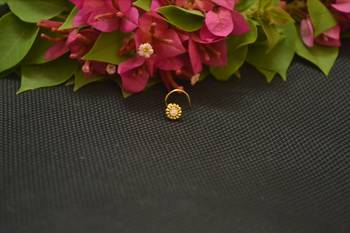 Designer Gold Plated cubic zirconia nose ring or nose pin 3