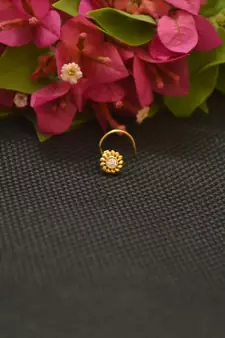 Designer Gold Plated cubic zirconia nose ring or nose pin