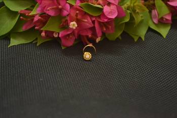 Designer Gold Plated cubic zirconia nose ring or nose pin 1