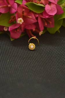 Designer Gold Plated cubic zirconia nose ring or nose pin
