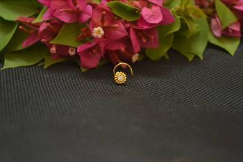 Designer Gold Plated cubic zirconia nose ring or nose pin 2