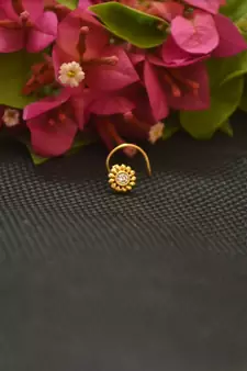 Designer Gold Plated cubic zirconia nose ring or nose pin