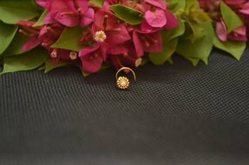 Designer Gold Plated cubic zirconia nose ring or nose pin 3