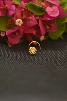 Designer Gold Plated cubic zirconia nose ring or nose pin