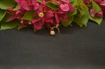 Designer Gold Plated cubic zirconia nose ring or nose pin 4