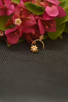 Designer Gold Plated cubic zirconia nose ring or nose pin