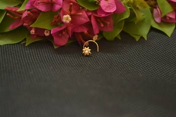 Designer Gold Plated cubic zirconia nose ring or nose pin 1