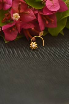 Designer Gold Plated cubic zirconia nose ring or nose pin