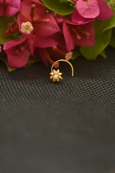Designer Gold Plated cubic zirconia nose ring or nose pin