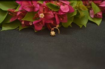 Designer Gold Plated cubic zirconia nose ring or nose pin 2