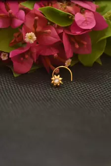 Designer Gold Plated cubic zirconia nose ring or nose pin