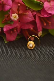 Designer Gold Plated cubic zirconia nose ring or nose pin