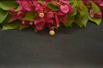 Designer Gold Plated cubic zirconia nose ring or nose pin 2