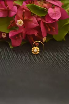 Designer Gold Plated cubic zirconia nose ring or nose pin
