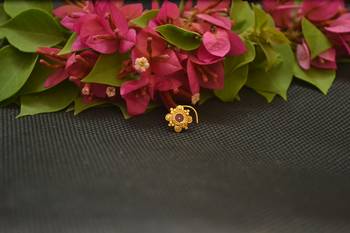 Designer Gold Plated cubic zirconia nose ring or nose pin 1