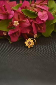 Designer Gold Plated cubic zirconia nose ring or nose pin