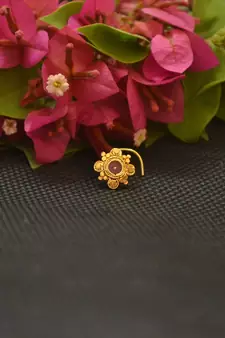 Designer Gold Plated cubic zirconia nose ring or nose pin