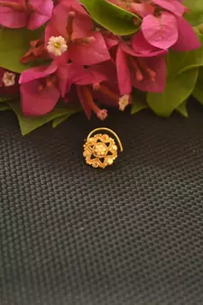 Designer Gold Plated cubic zirconia nose ring or nose pin