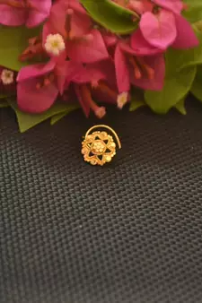 Designer Gold Plated cubic zirconia nose ring or nose pin