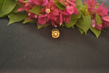 Designer Gold Plated cubic zirconia nose ring or nose pin 1