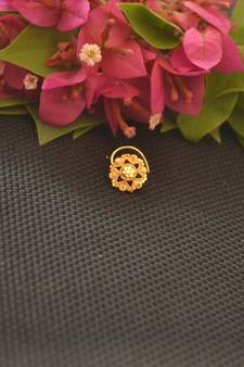 Designer Gold Plated cubic zirconia nose ring or nose pin