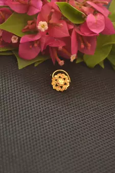 Designer Gold Plated cubic zirconia nose ring or nose pin