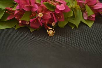Designer Gold Plated cubic zirconia nose ring or nose pin 1