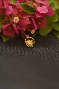 Designer Gold Plated cubic zirconia nose ring or nose pin