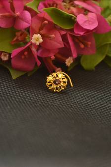 Designer Gold Plated cubic zirconia nose ring or nose pin