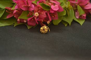 Designer Gold Plated cubic zirconia nose ring or nose pin 2